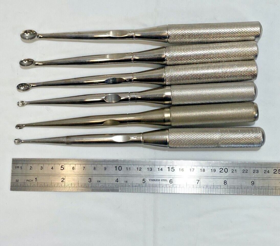 V. MUELLER OS995-005 Bone Curettes Set of 6 Knurled Handle 9" 0-6 — photo 9