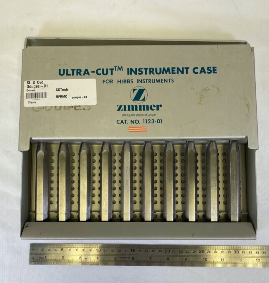 ZIMMER 1128-01 Set of 8 Ultra Cut Cobb Gouges Set w/ Sterilization Case — photo 11