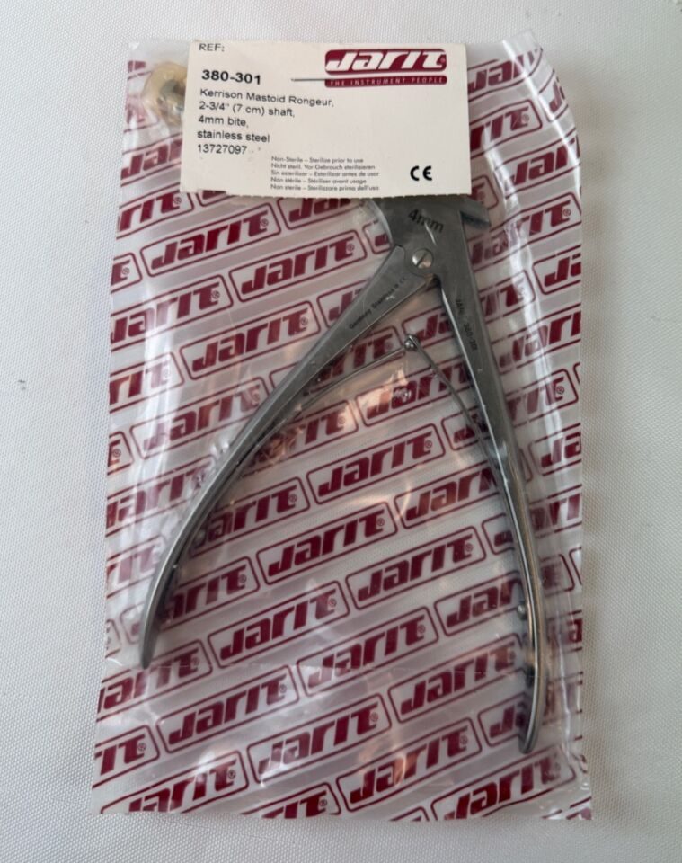JARIT 380-301 Mastoid Kerrison Rongeur 4mm x 90deg Up Bite 7cm Shaft Orthopedic