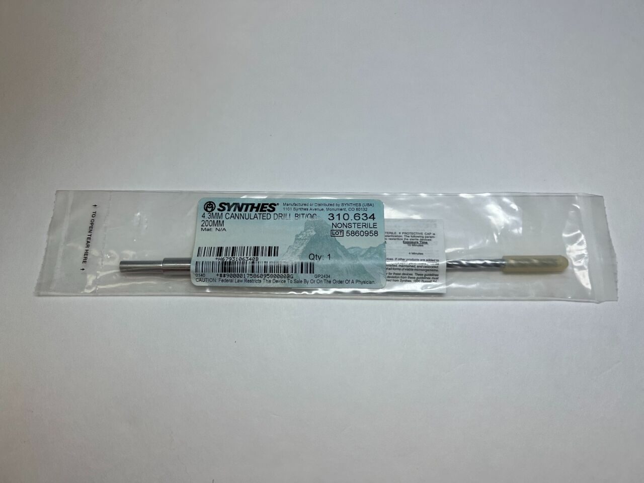 SYNTHES 310.634 4.3mm Cannulated Drill Bit Drill Bit — photo 1