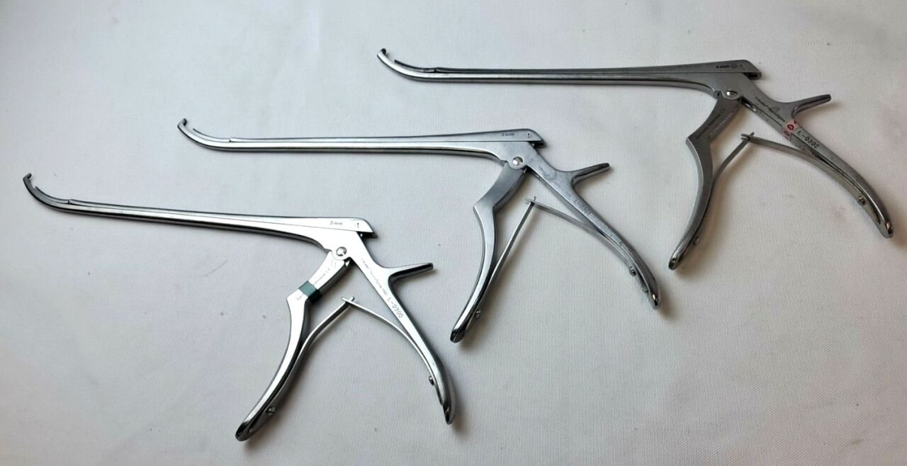 V. MUELLER VINO 2, 3, and 4mm Curved Up 70 Deg. 3pc Neuro/Spine Rongeur Set