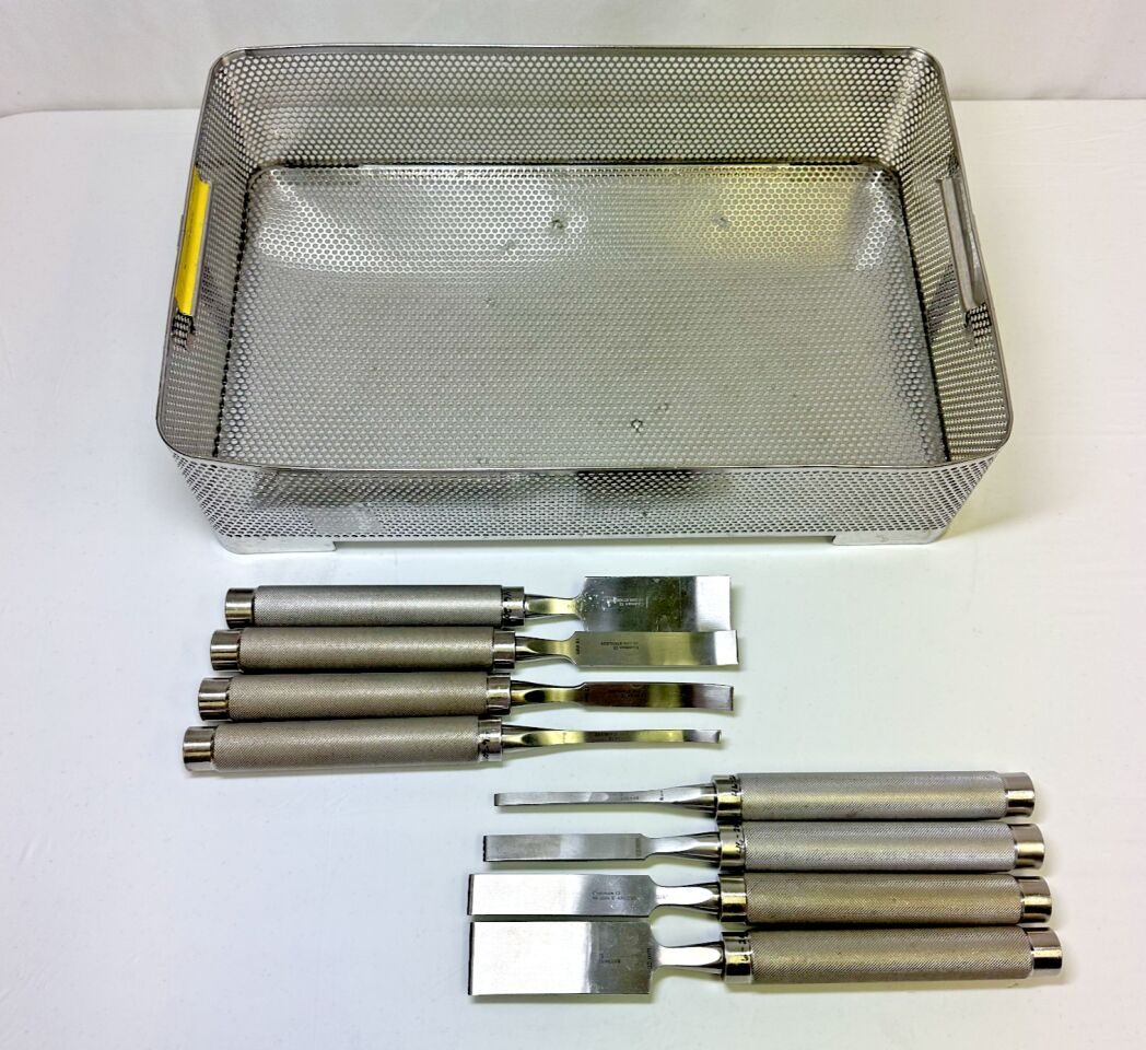 CODMAN OptiLength 11" Set of 8 Straight & Curved Osteotomes w/ Case