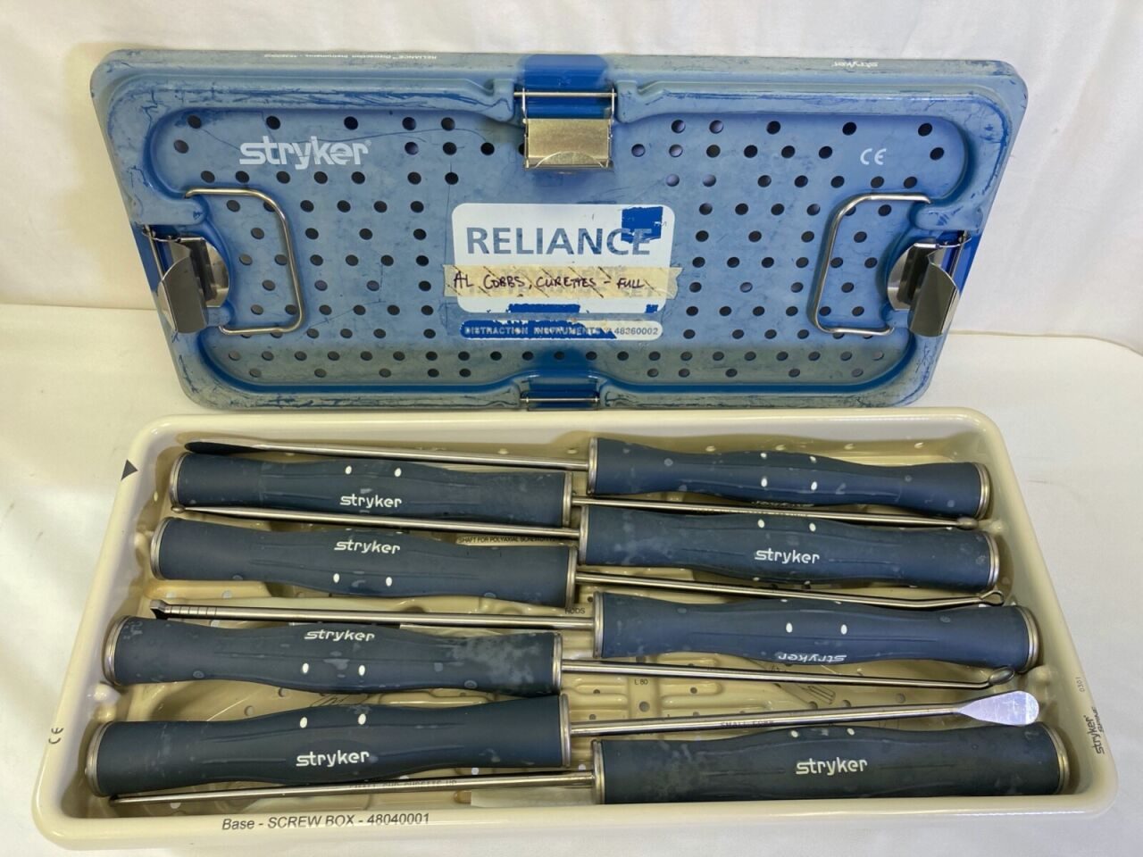 STRYKER Various Reliance Anterior Lumbar Instruments 20" Cobbs Curettes