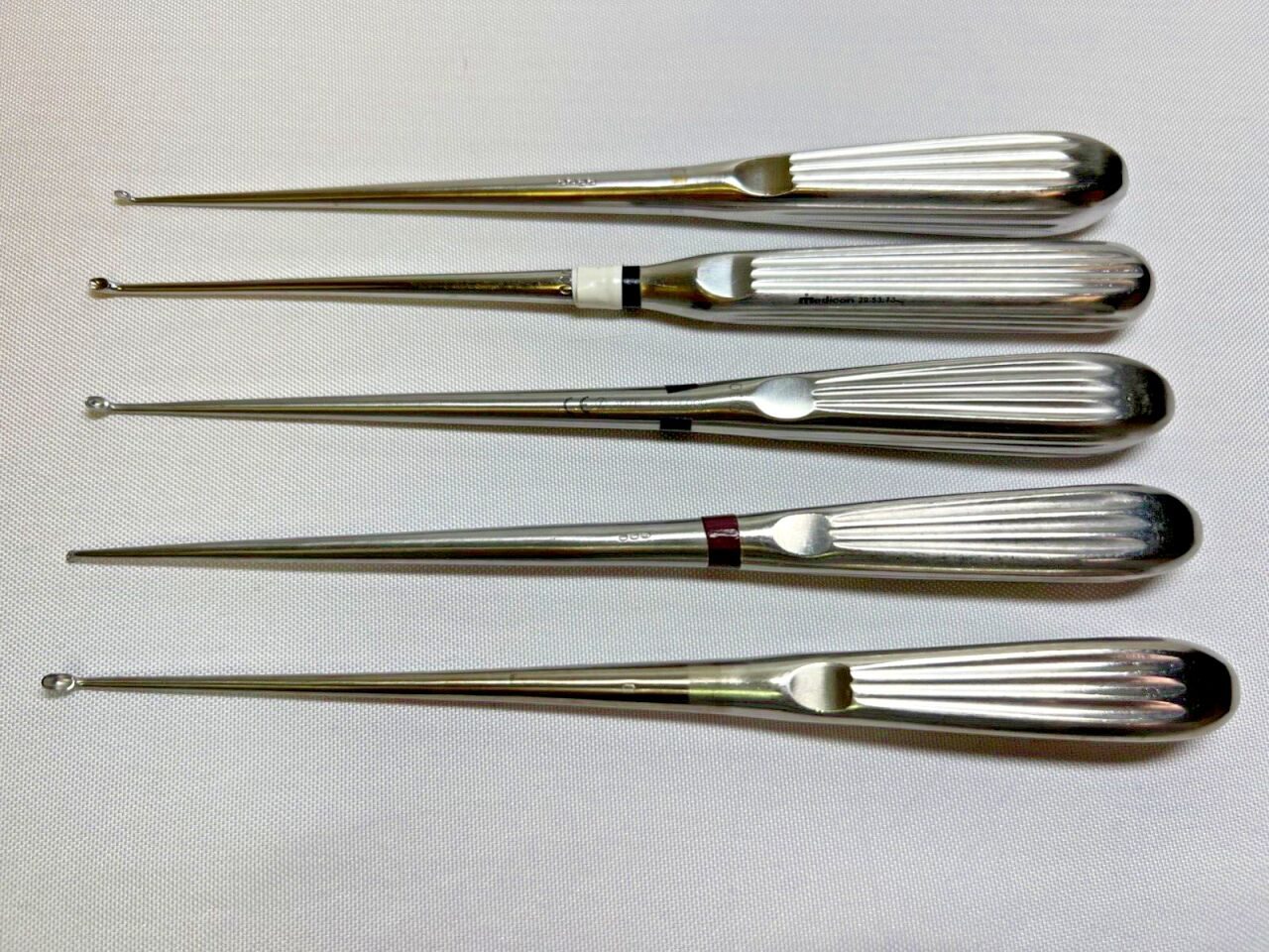 JARIT Set Of 5  Medicon Zimmer V.Mueller Bone Cup Curettes Spinal Orthopedics