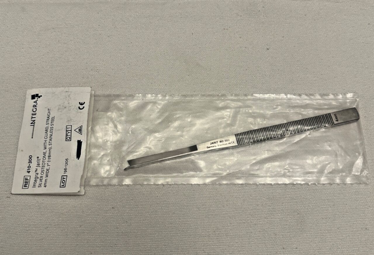 JARIT 410-300 W/ Guard Straight 4mm Wide WL 7" Silver Osteotome