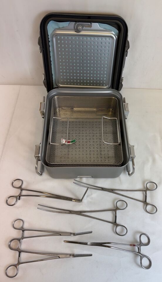 CODMAN Vascular Bowel Clamp Tray 6 Piece w/ Sterilization Case