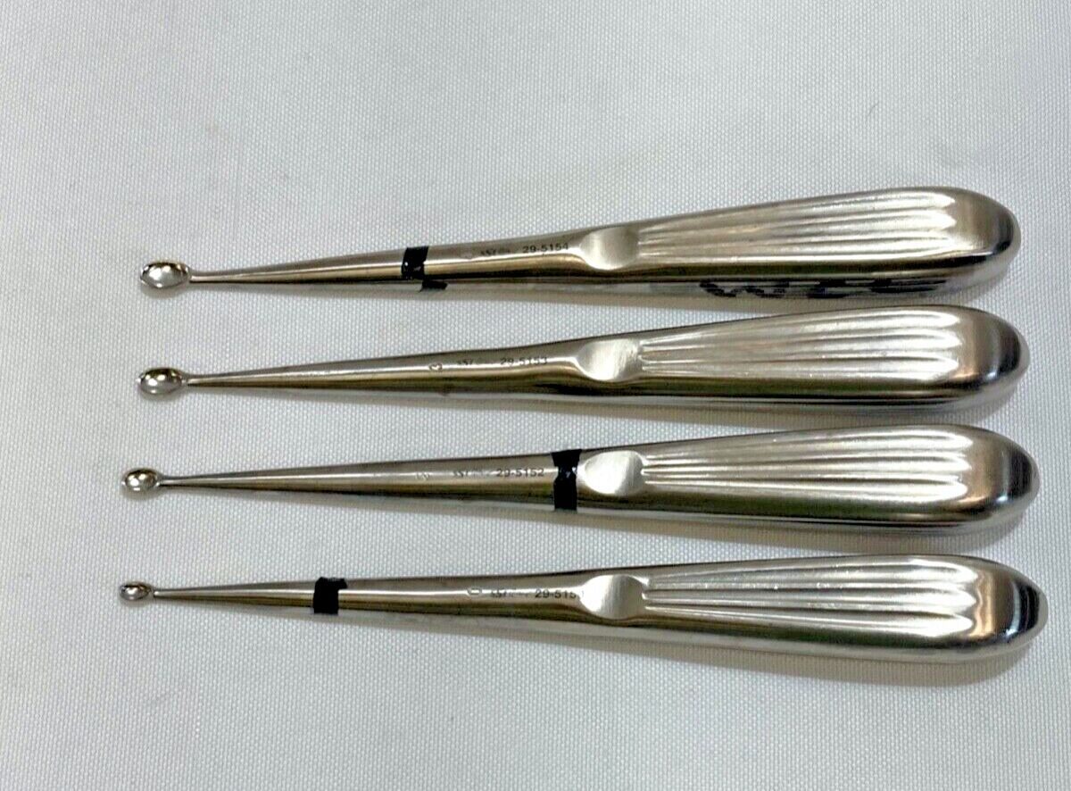 SSI ULTRA 7" Sizes 0/1/3/4 Brun Bone Curettes - Set of 4 — photo 1