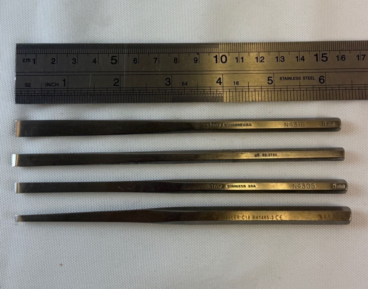 Set of 4 Storz Millennium Surgical V. Mueller Hexagonal Handle 6" ENT Osteotomes — photo 7