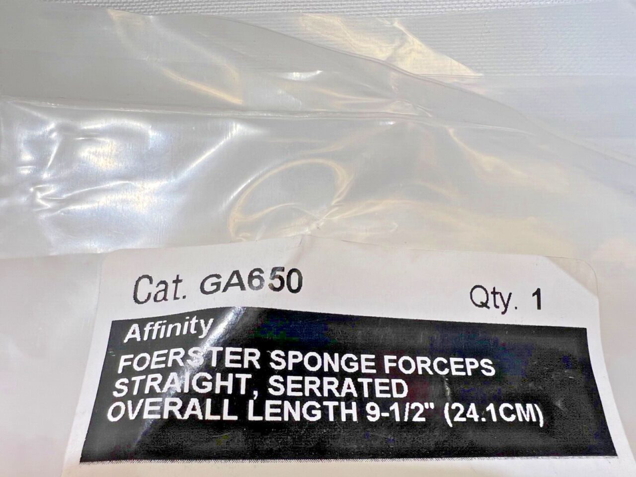 CAREFUSION GA650 Foerster Sponge Forceps Straight Serrated 9-1/2" — photo 2