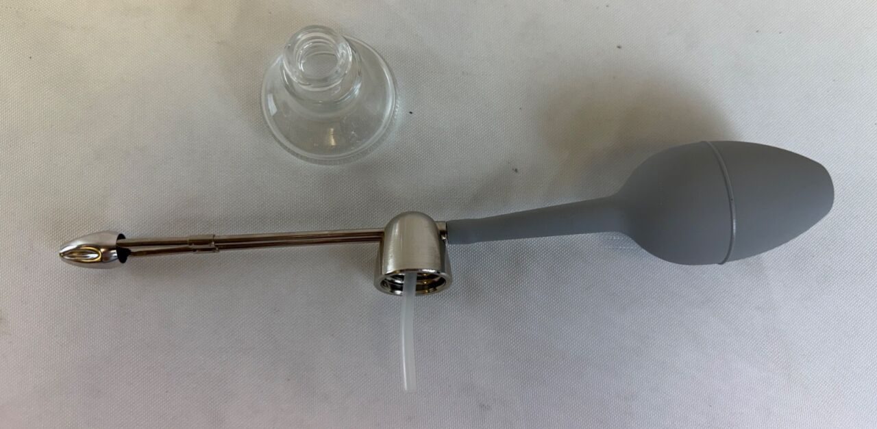 Surgical Powder Blower Urology Glass Jar #3 Rubber Bulb 4.5" Metal Stem — photo 3