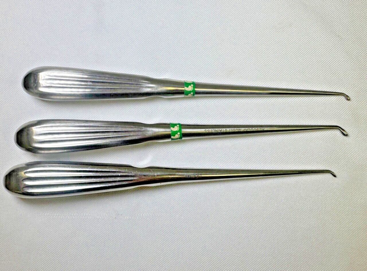 AESCULAP Sizes 0,2,3 Set of 3 EPSTEIN Bone Curettes — photo 3