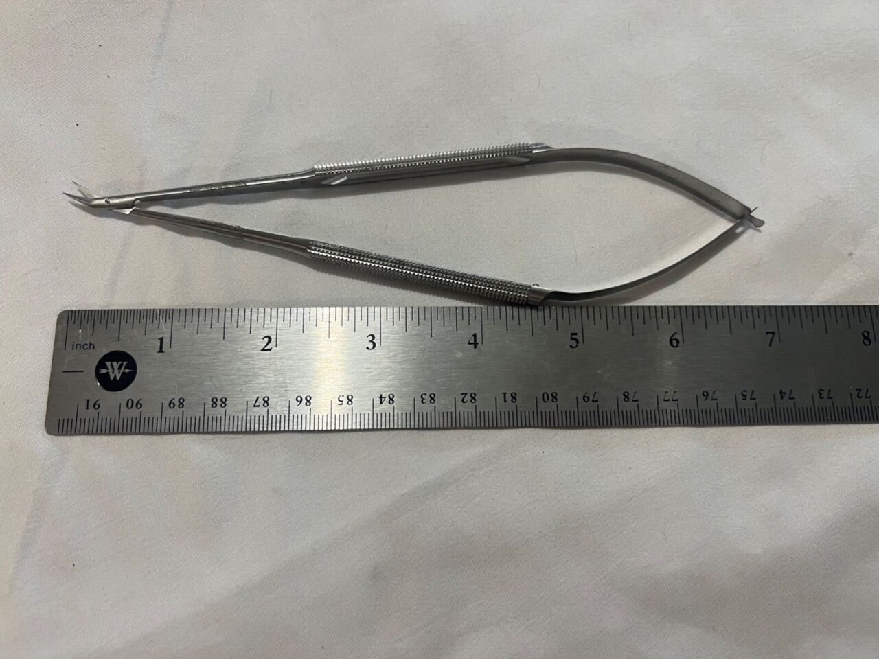 SNOWDEN-PENCER 88-6635 Uhlig Round Handle Micro Scissors 7" X 45deg Angled Jaws — photo 4