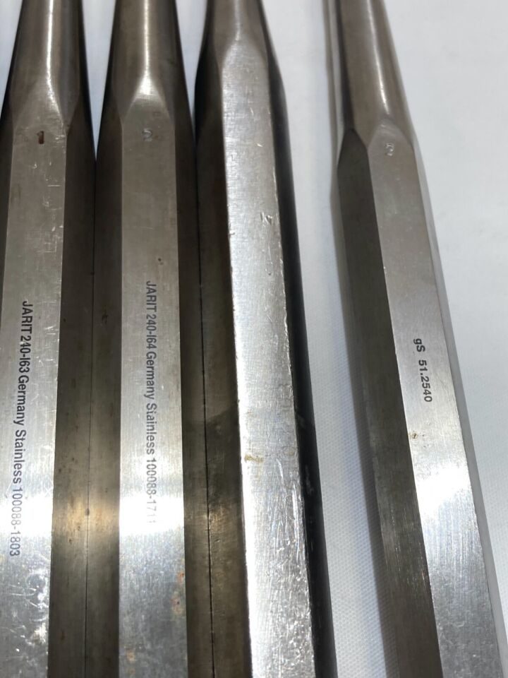JARIT 9" Solid Hex Handle Set of 6 Straight Brun Bone Curettes — photo 3