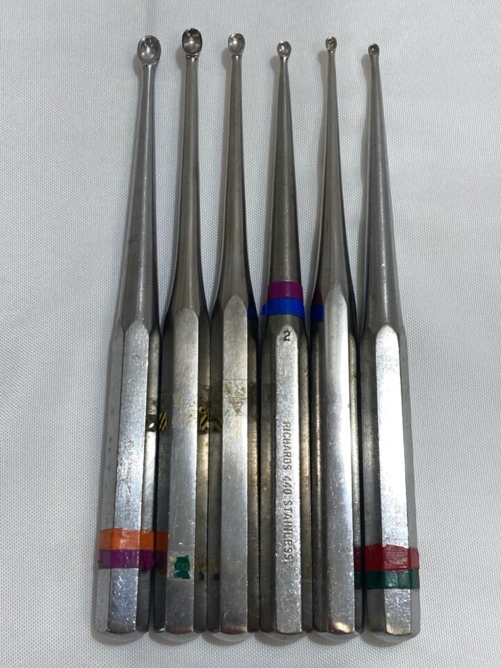 RICHARDS Various Straight & Angled 9" Heavy Bone Curettes — photo 6