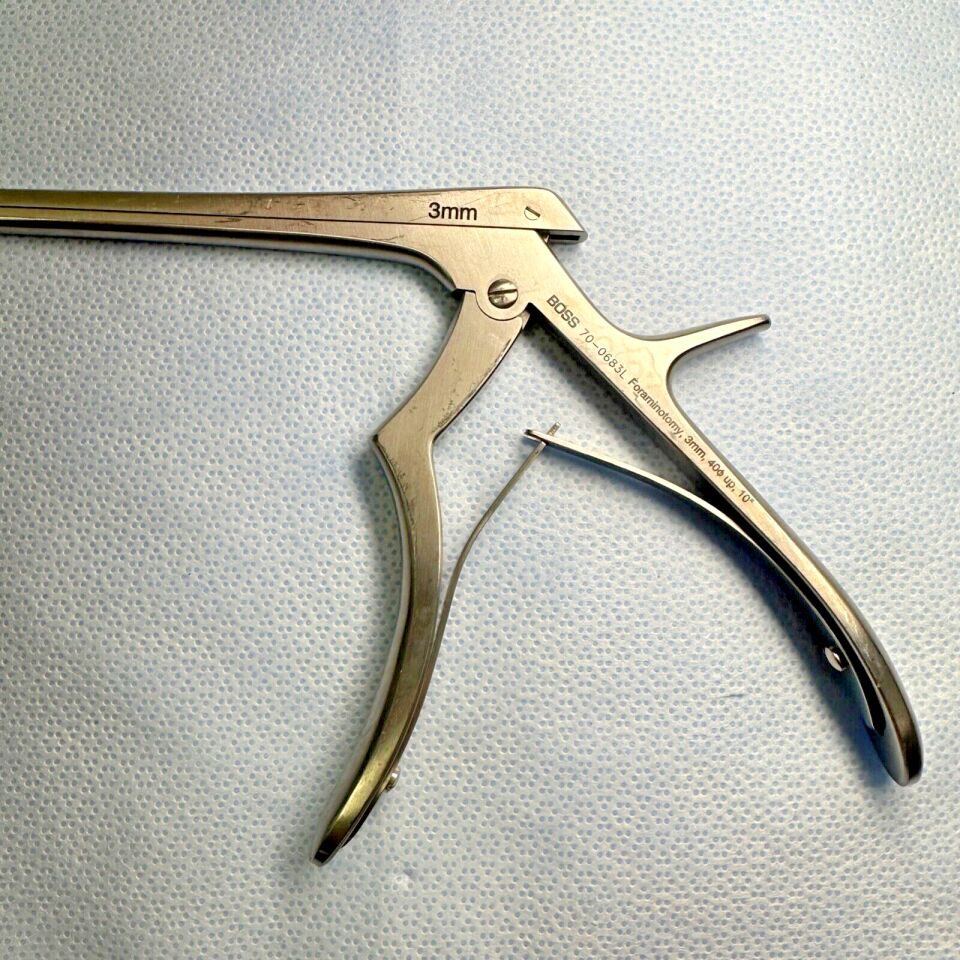 BOSS 70-0683L Foraminotomy Rongeur 3mm x 9mm Bite 40deg Up-Angled 12" Length — photo 3