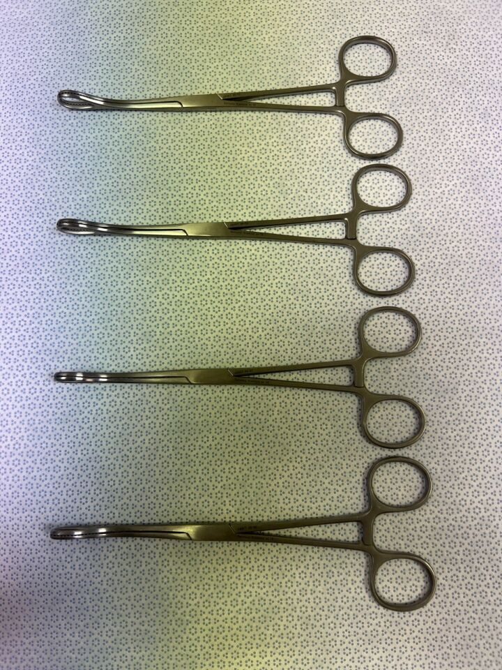 JARIT 116-112 Foerster Sponge Holding Forceps 7" Curved Serrated Jaws Set of 4