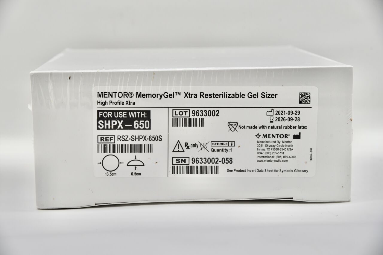 MENTOR RSZ-SHPX-650S MemoryGel Xtra Resterilizable Gel Sizer High Profile Xtra, In-Date