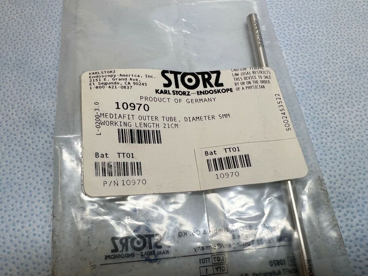 KARL STORZ 10970 MediaFit Outer Tube 5mm X 21cm — photo 2