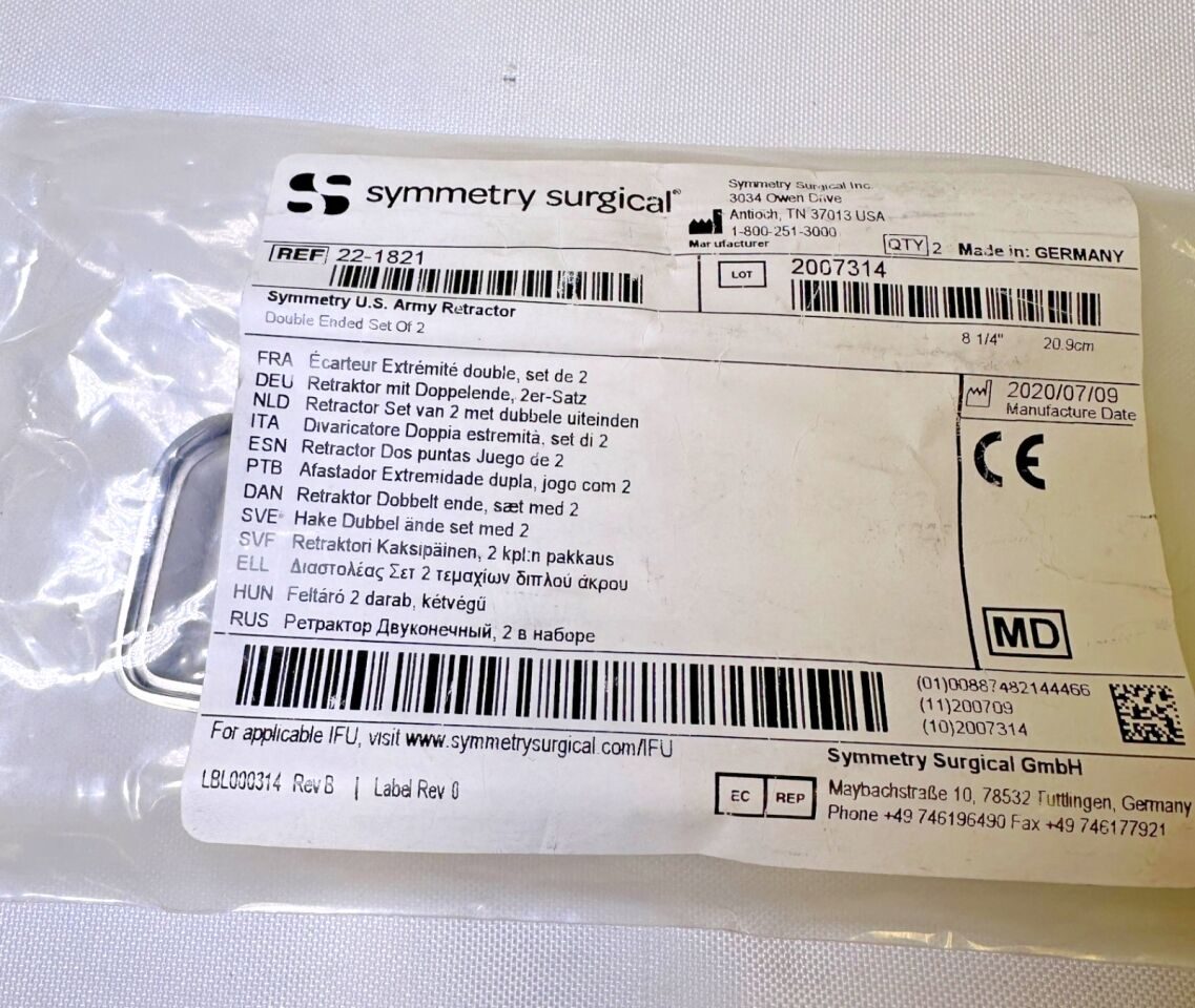 SYMMETRY 22-1821 US Army Retractor Set Double Ended set of 2 8 1/4" 20.9cm — photo 5