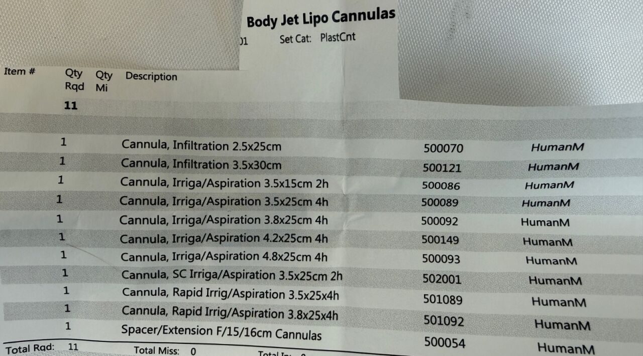 HUMAN MED Body Jet Set of 11 w/ Tray Liposuction Cannulas — photo 2