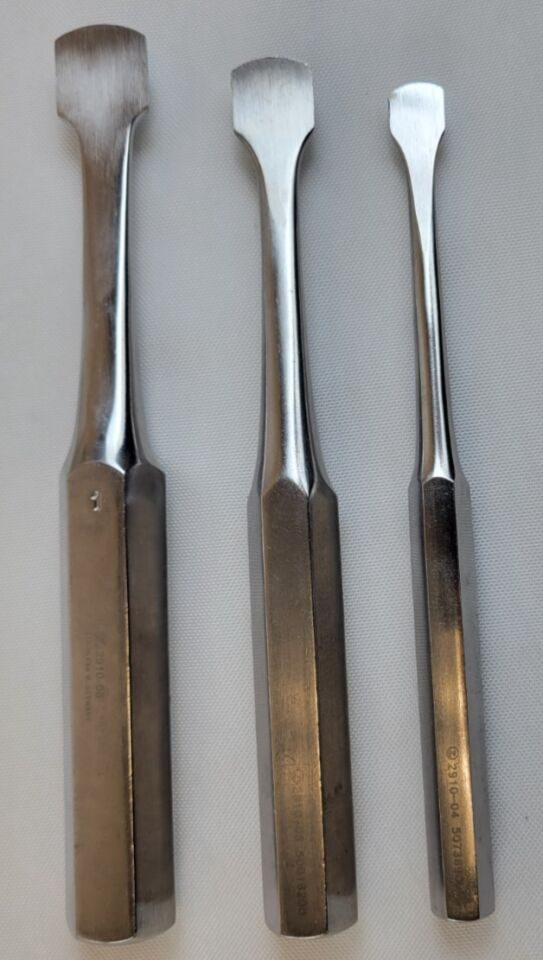 ZIMMER gSource Key Periosteal Elevator Set 1/2, 3/4, & 1" Blade