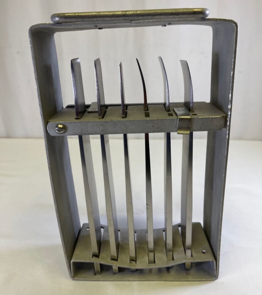 ZIMMER 9" x 1.5" 1.25" 1" Set of 6 Lambotte Osteotomes w/ Rack Straight & Curved — photo 1