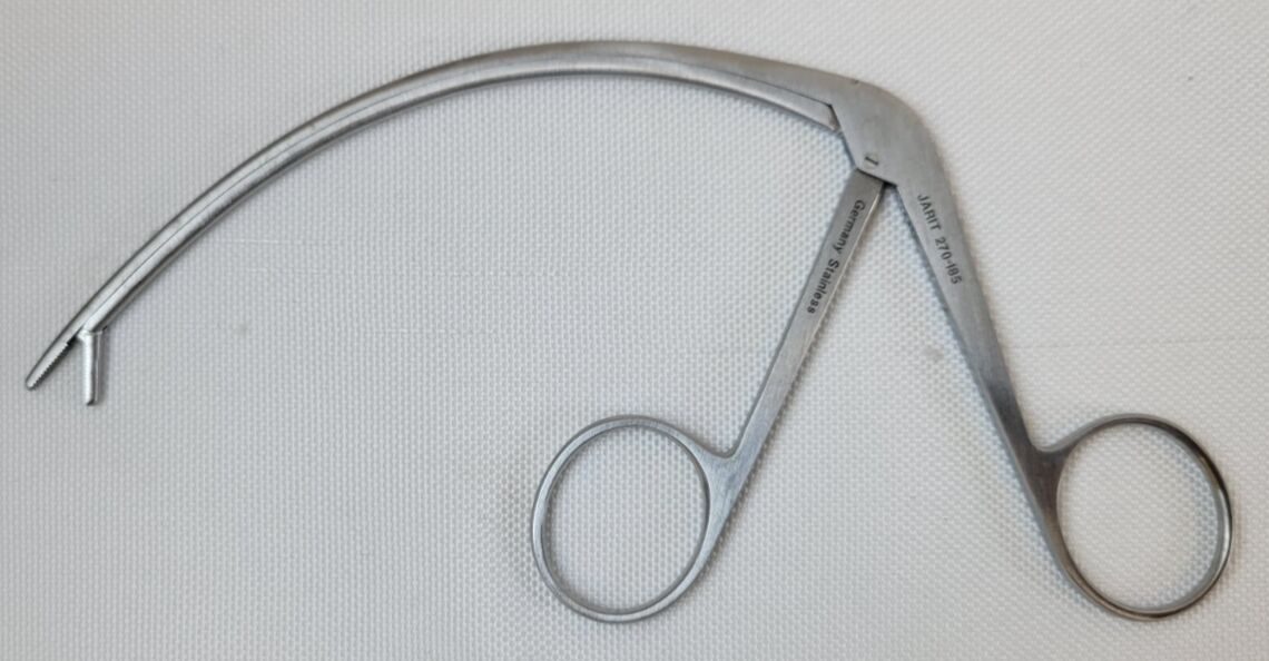 JARIT 270-185 Carroll Tendon Retriever Curved Shaft Serrated Jaws — photo 2