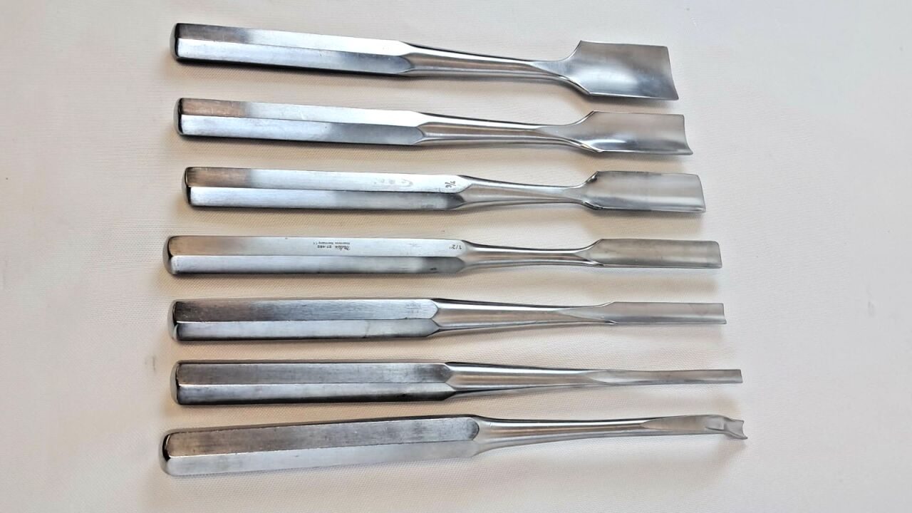 SMITH & NEPHEW 7pc Miltex Hibbs Bone Gouge Set Straight w/ Offset Gouge — photo 2