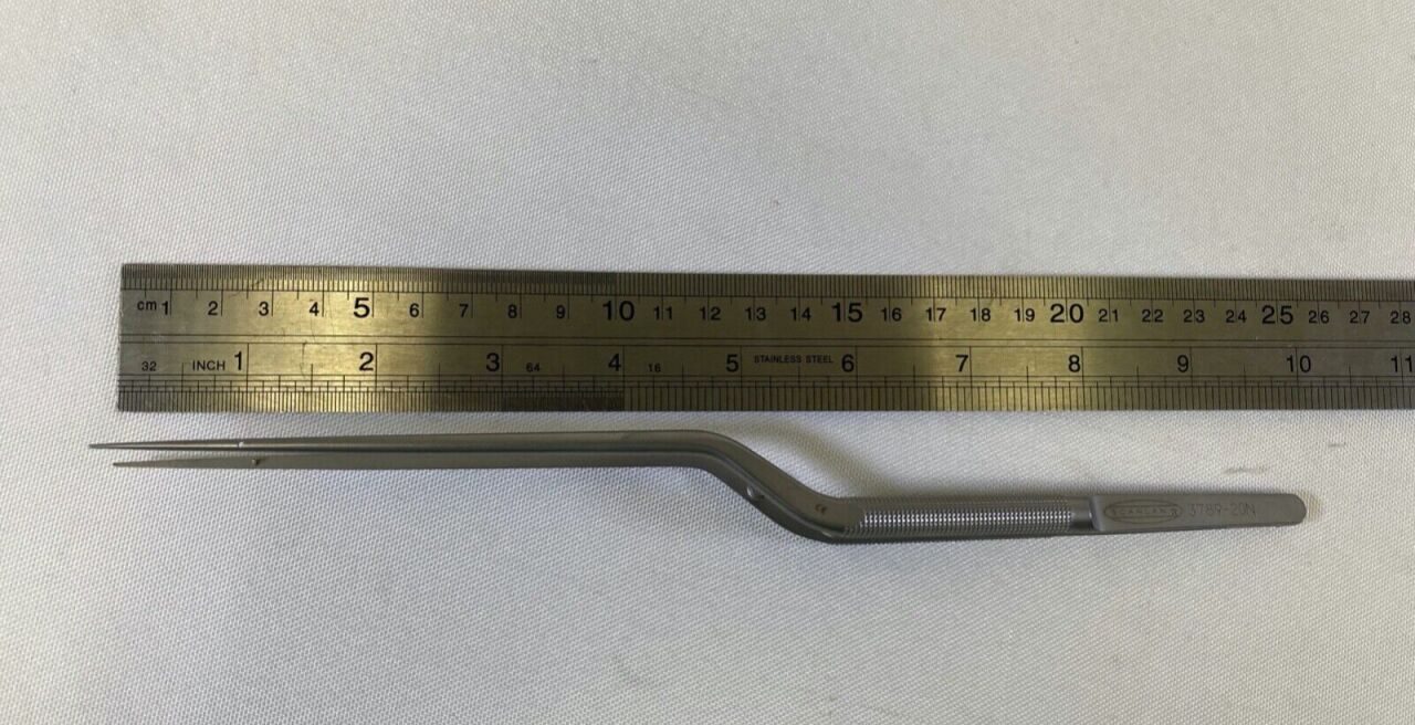 SCANLAN 3789-20N Bayonet Micro Forceps 0.8mm Straight Diamond Dust Tips 10" — photo 8