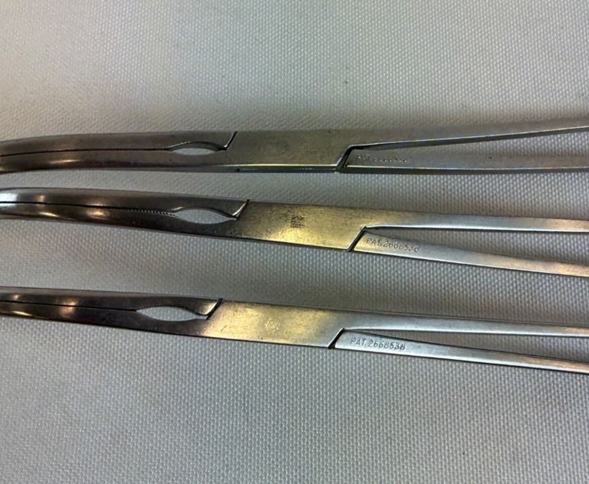 PILLING 353630 31 & 32 Curved Debakey Clamps 10" Set of 3 Curved DeBakey Clamps Cardiovascular CVOR — photo 3