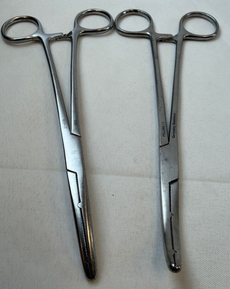 PILLING WECK 21-4175 Pair of Heaney Hysterectomy Forceps Curved 8.5" Heavy Jaws — photo 6