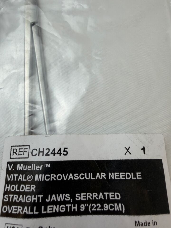 V. MUELLER CH2445 Microvascular Needle Holder Straight Jaws Serrated 9" — photo 2