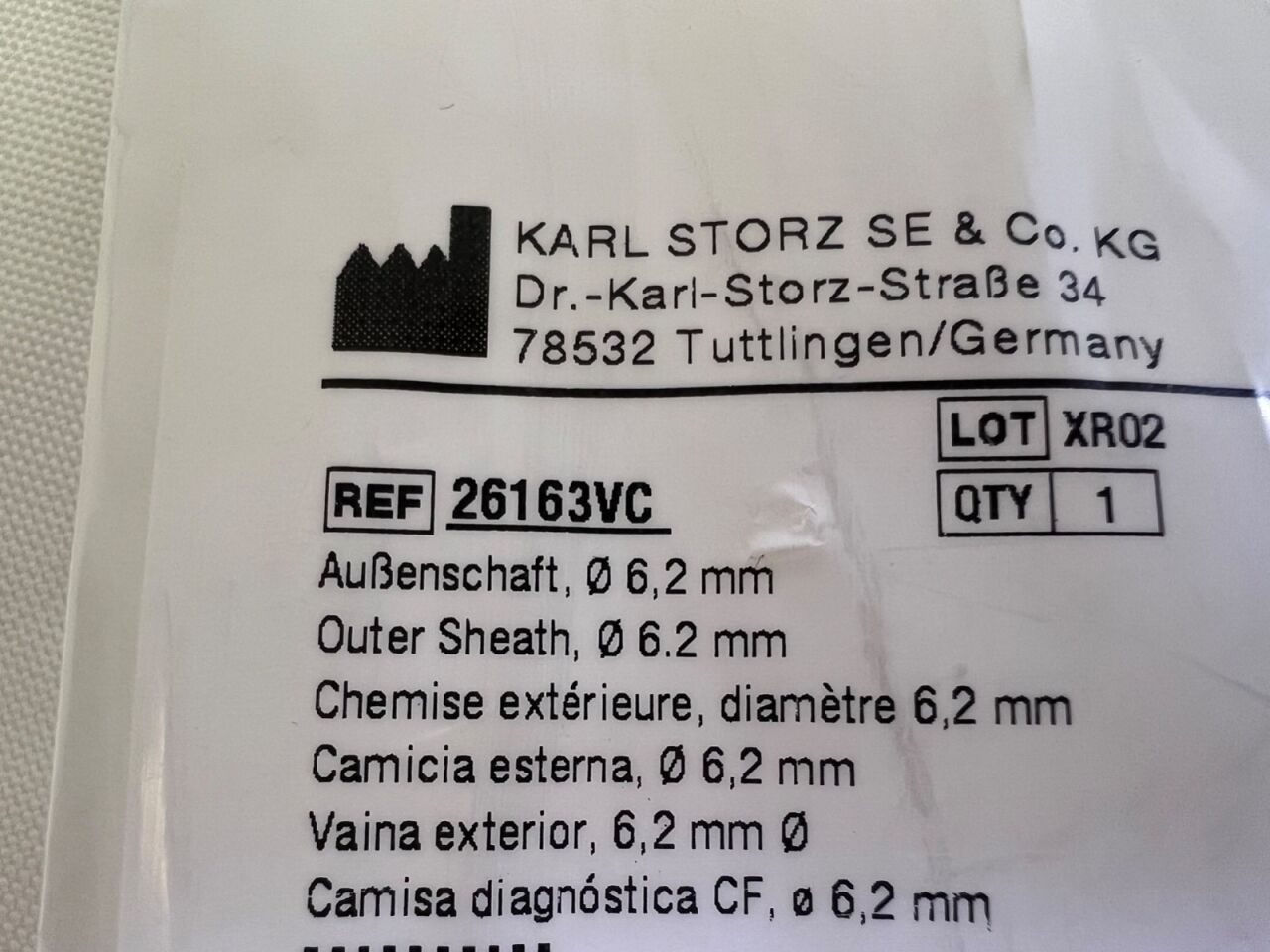 KARL STORZ 26163VC Continuous Flow Outer Sheath 6.2mm — photo 2