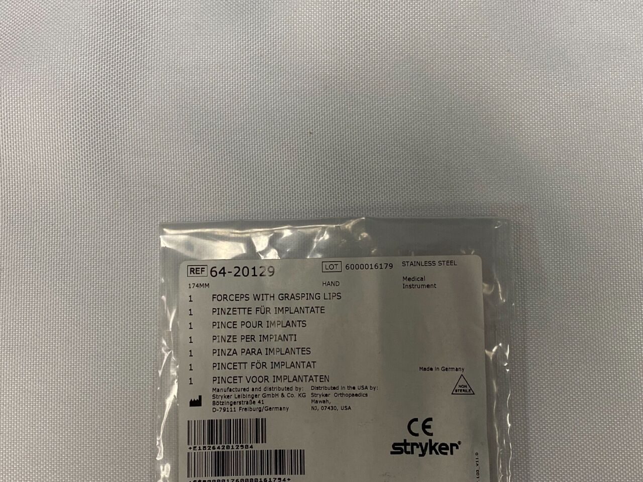 STRYKER 64-20129 Tissue Forceps with Grasping Lips 7" — photo 2