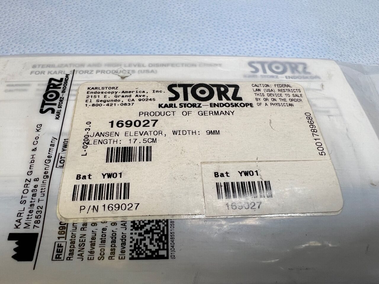 KARL STORZ 169027 9mm x 17.5cm Jansen Elevator — photo 3