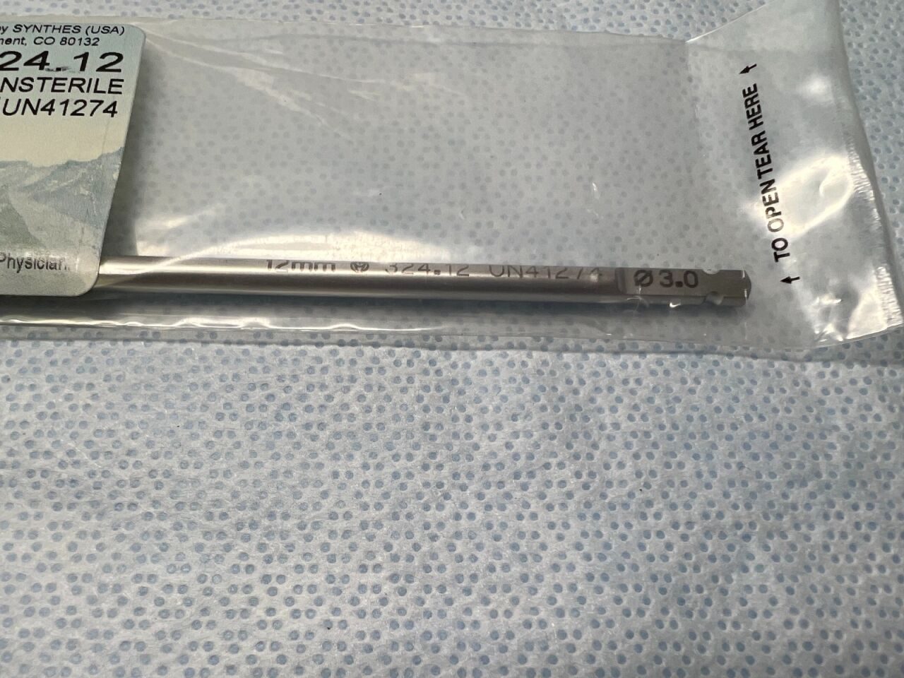 SYNTHES 324.12 3.0mm With 12m Stop (NEW) Drill Bit