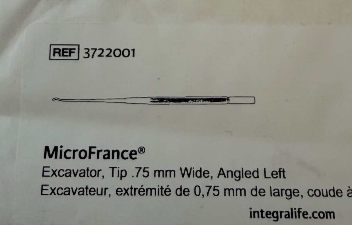 INTEGRA MICROFRANCE 3722001 15deg Left 0.75mm Wide Tip Austin Excavator Angled ENT — photo 2