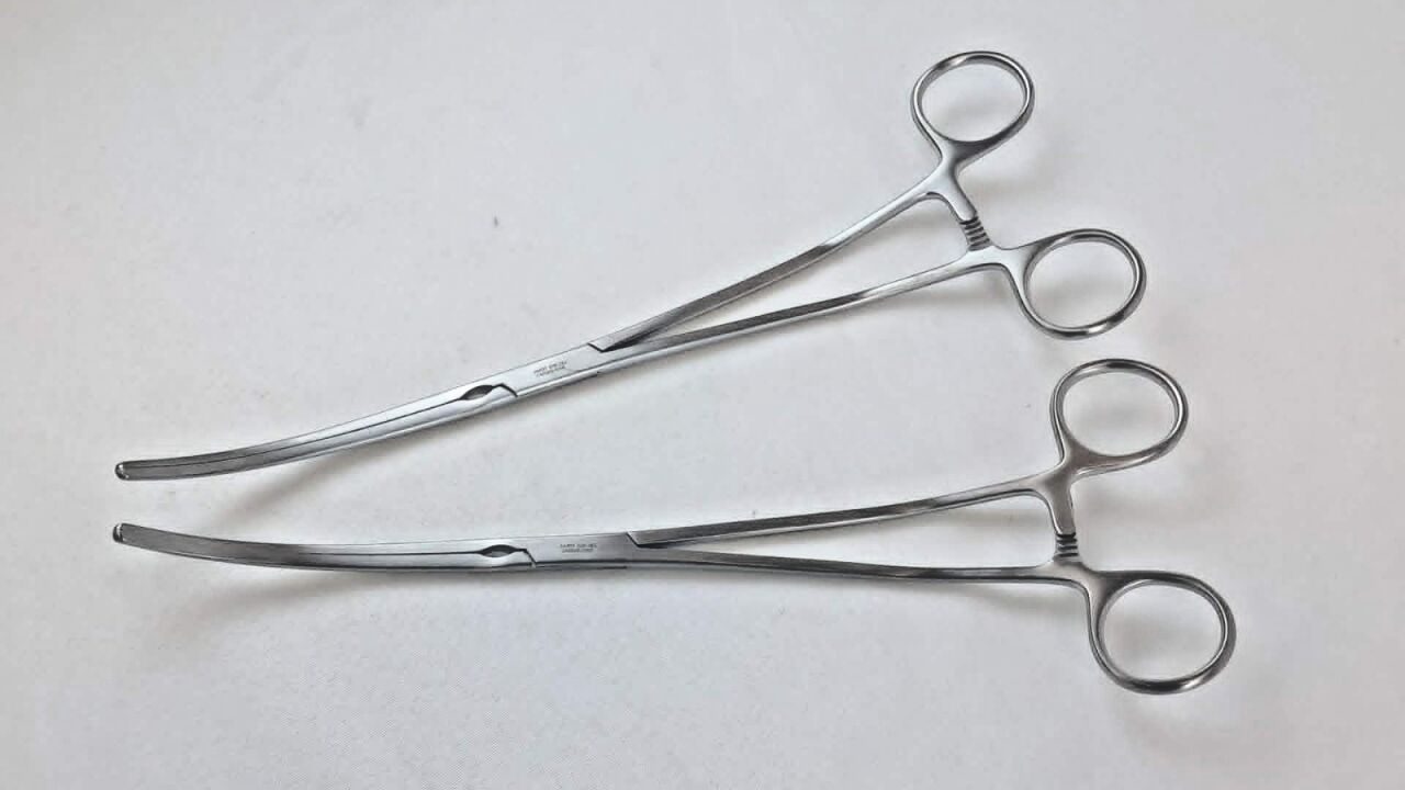 JARIT 320-282 Lot of 2 DeBakey Aortic Curved Forceps 1 x 2 Teeth 10-1/2"
