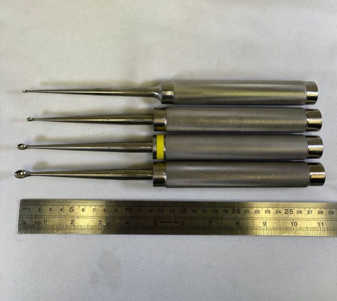 AESCULAP Size 4/3/1/0 11" Straight Cobb Curette Set of 4 — photo 6