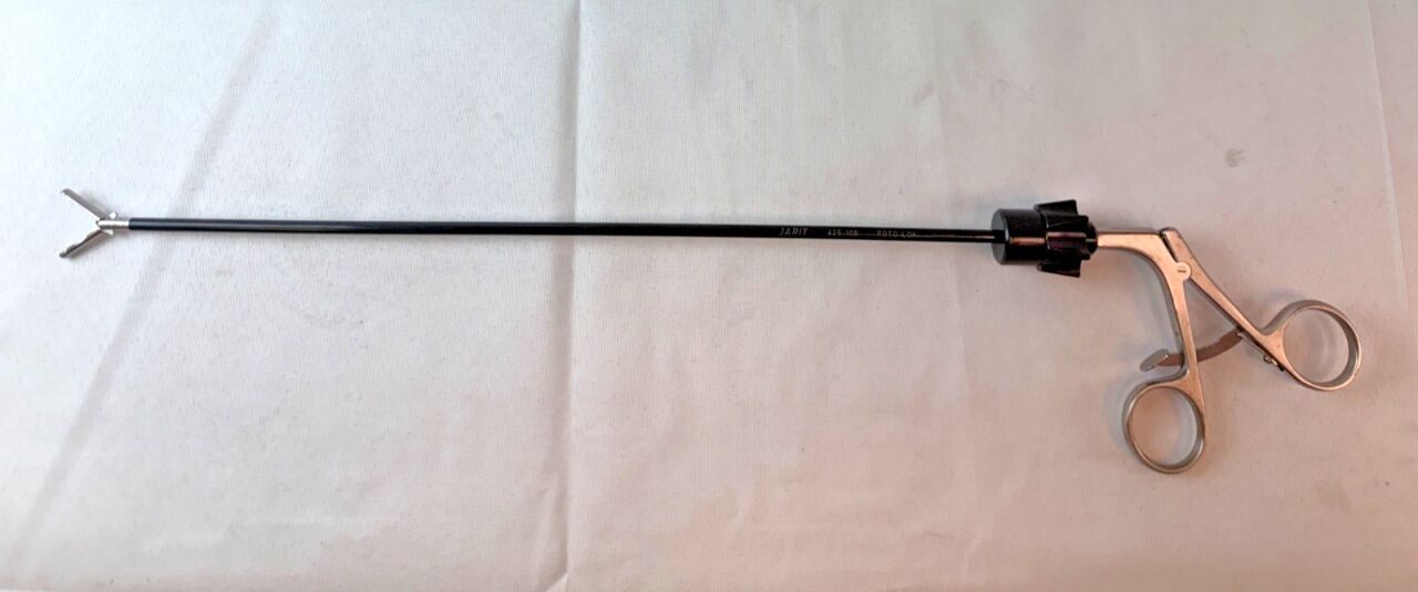 JARIT 625-108 Roto-Lok Dual-Cup Laparoscopic Grasper w/ Ratchet 5mm x 34cm