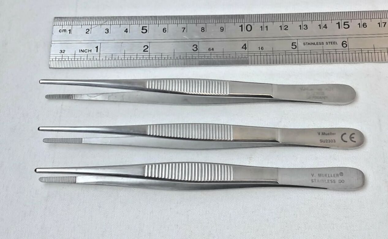 V. MUELLER SU2303 Dressing Serrated Forceps lot of 3 — photo 6