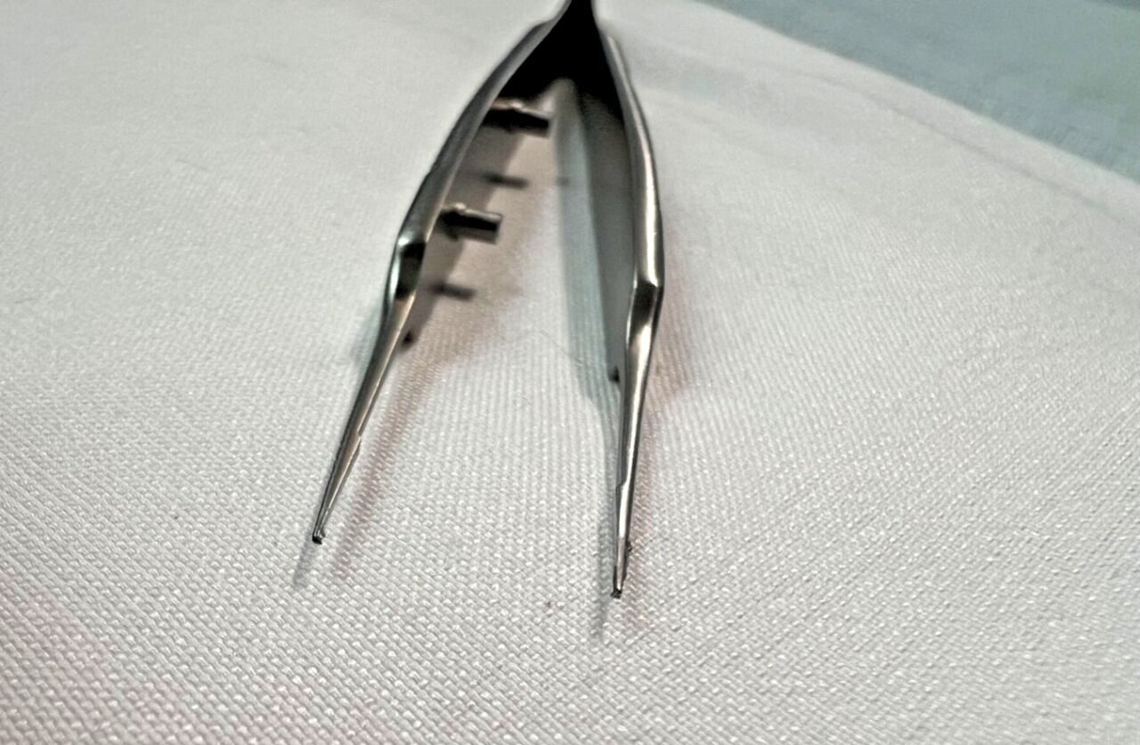 STORZ E1813 SUS McPherson Straight Suturing-Corneal Forceps 1x2 Teeth — photo 3
