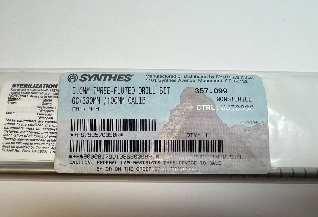 SYNTHES 357.099 5.0mm 3-Flute Drill Bit Drill Bit — photo 2