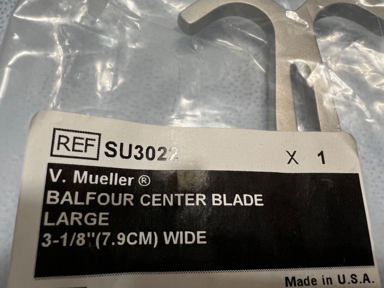 V. MUELLER SU3022 Center Blade For Balfour Retractor 3-1/8" Wide 10-1/2" Length — photo 3