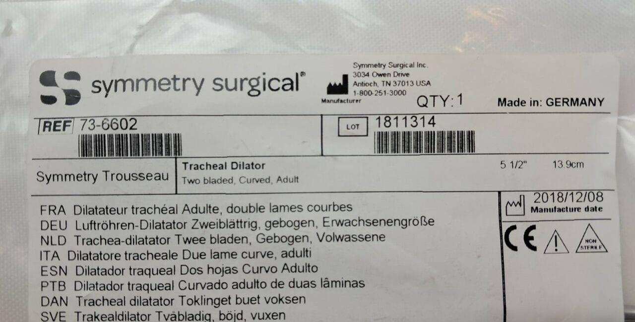 SYMMETRY 736602 Trousseau Tracheal Dilator Two Bladed Curved Adult — photo 5