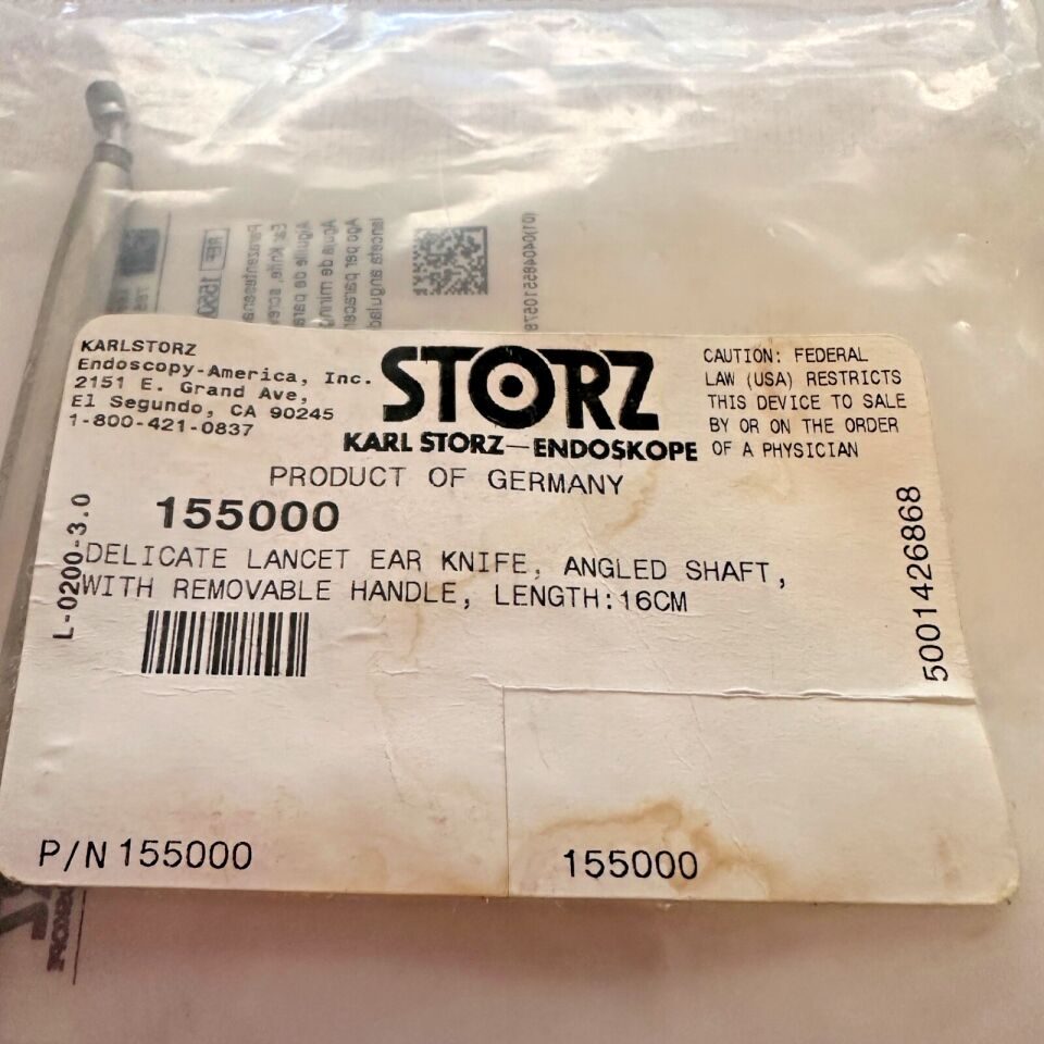 KARL STORZ 155000 Delicate Lancet Ear Knife Angled Shaft Removable Handle — photo 3