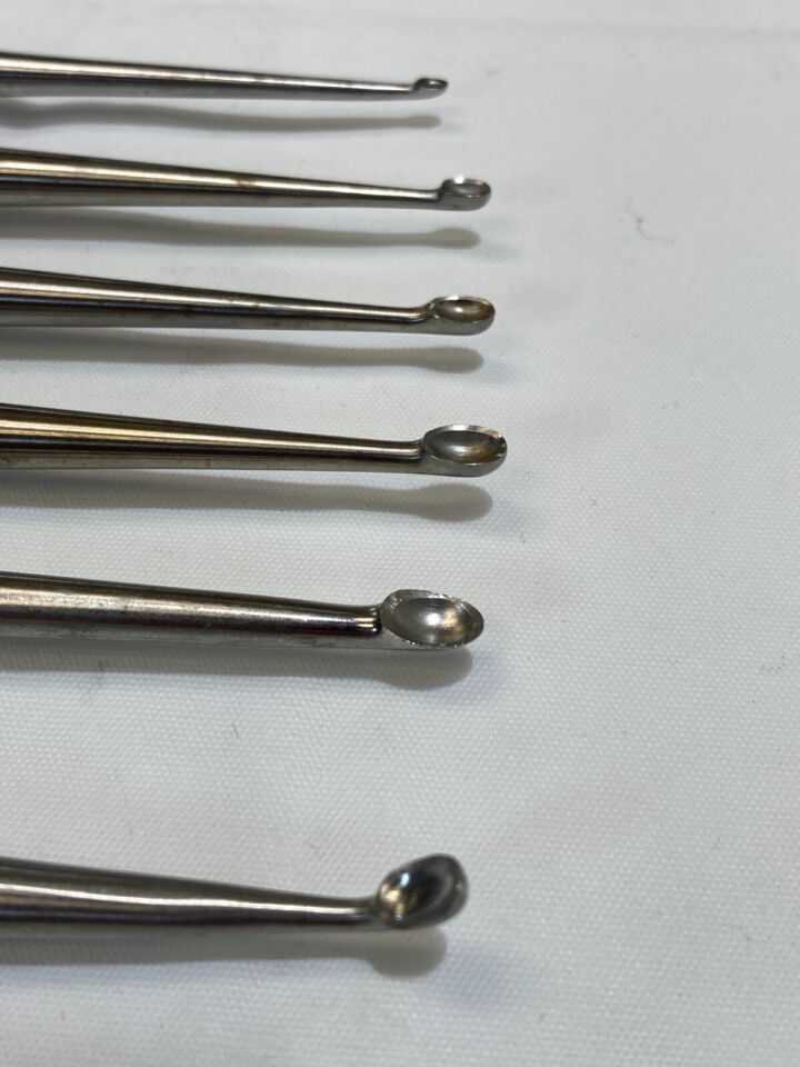 JARIT 9" Solid Hex Handle Set of 6 Straight Brun Bone Curettes — photo 5