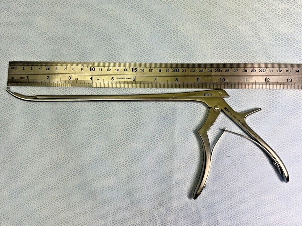 BOSS 70-0683L Foraminotomy Rongeur 3mm x 9mm Bite 40deg Up-Angled 12" Length — photo 7