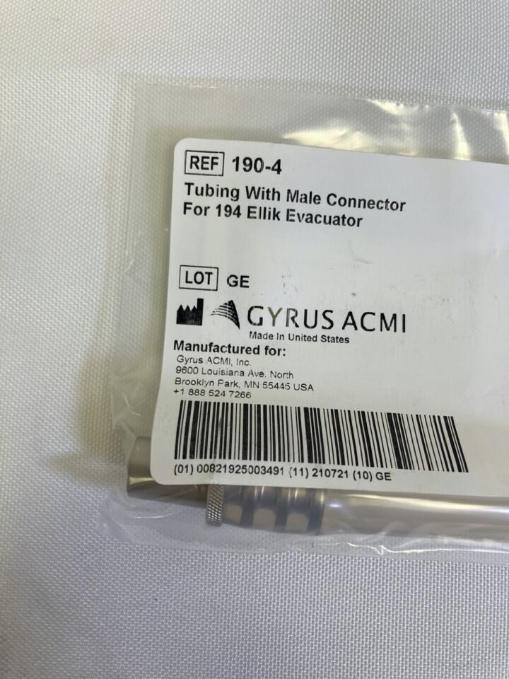 GYRUS ACMI 190-4 Tubing w/ Male Connector for 194 Ellik Evacuator