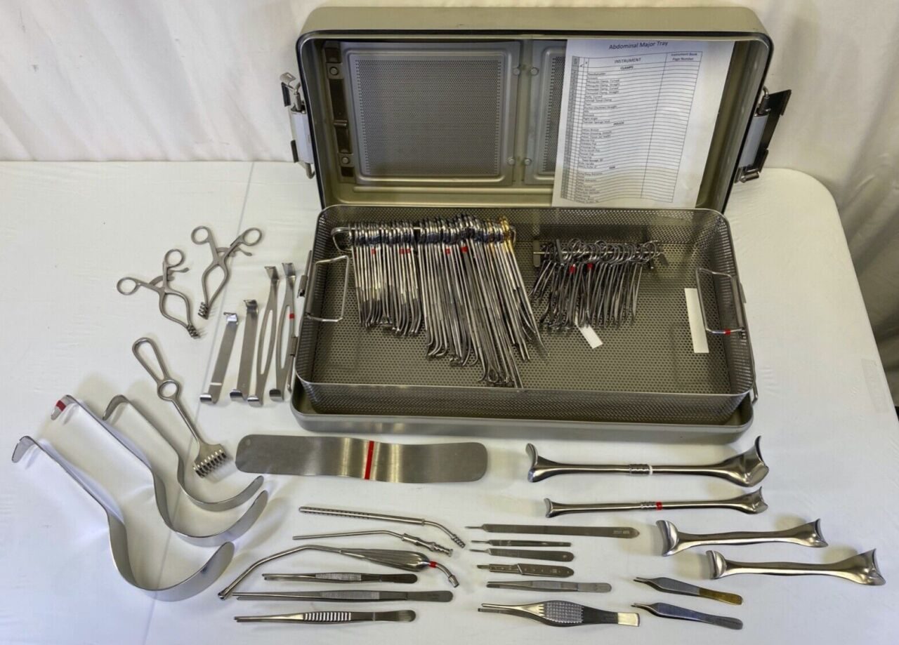 VARIOUS  94 Piece Global Konig Fisherman Major Abdominal Instrument Set w/ Case
